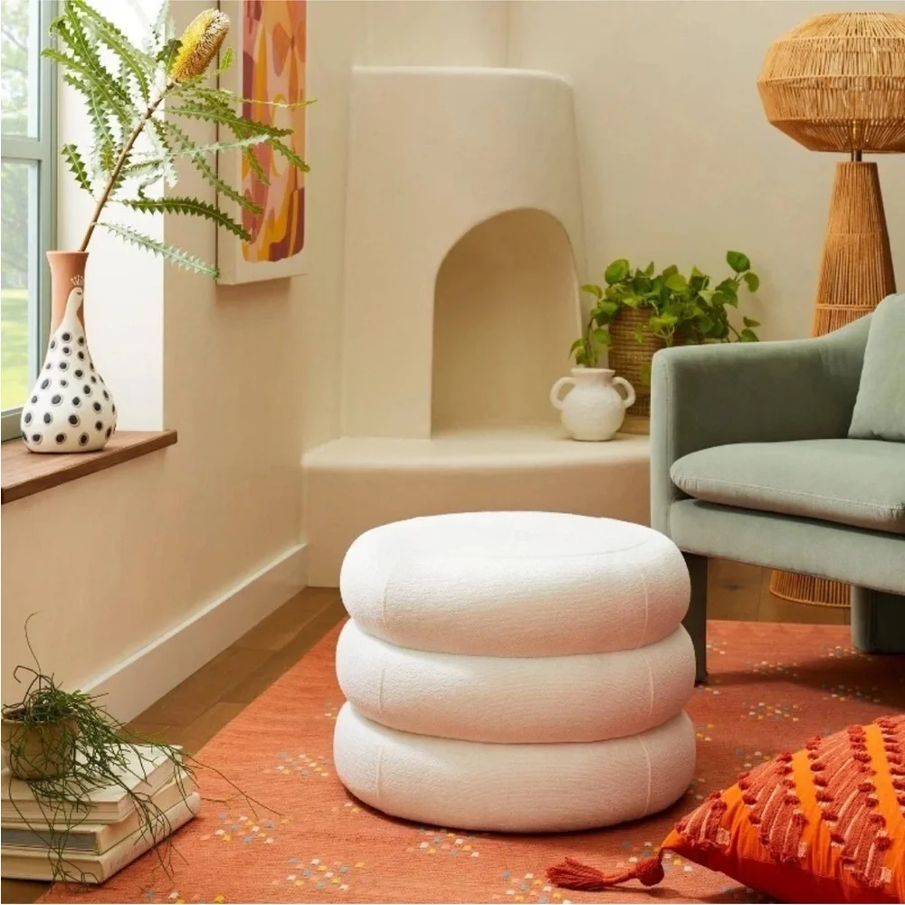 OPALHOUSE NEW Moulise pouf -cream fabric